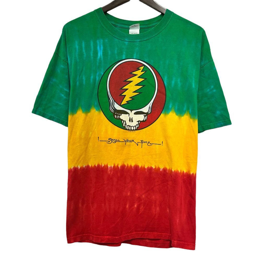 Vtg Grateful Dead 2006 Steal Your Face Men's Colorblock Tie-Dye Anvil T-Shirt XL